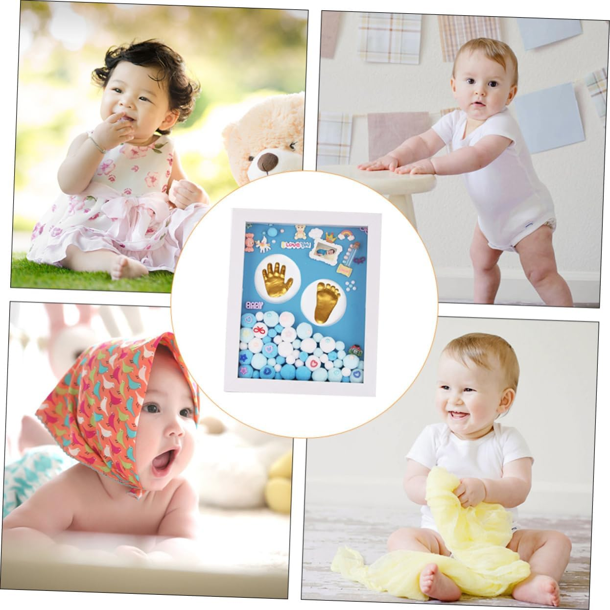 Newborn Handprint Footprint Photo Frame Inkless Print Kit Shower for Boy Girl image number 3