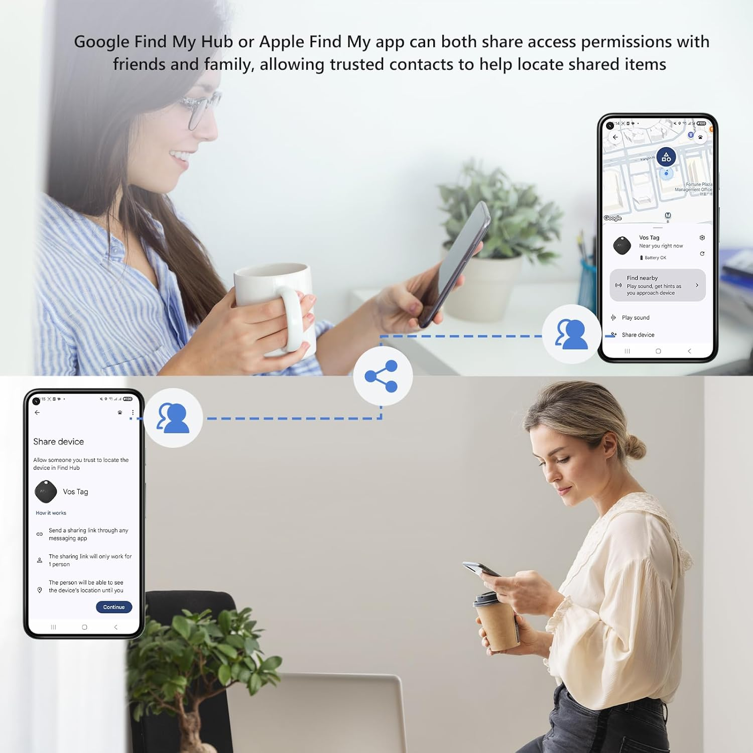 ATUVOS Dual System Air Tracker Tag PRO 2 Pack, Smart Item Finder Works with Android Google Find Hub or Ios Apple Find My APP (Huawei Not Supported), Bluetooth Key Locator for Luggage, Suitcase, Wallet image number 3