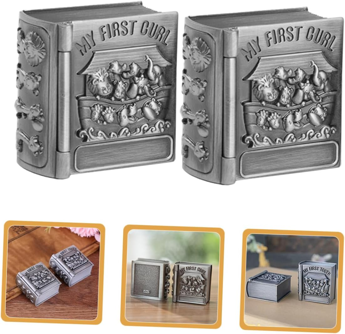 KOMBIUDA 2Pcs Tooth Keepsake Box Elegant Embossed Design Tooth Holder Decor for Newborn Memories and Milestones image number 1