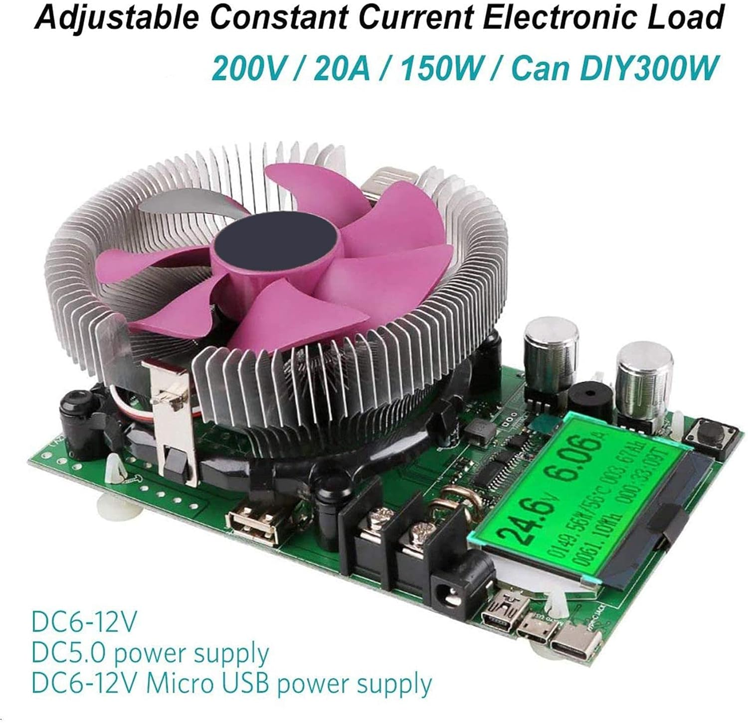 Electronic Load Tester 150W 20A Resistor Adjustable Constant Current Battery Capacity Tester Power Tester image number 2