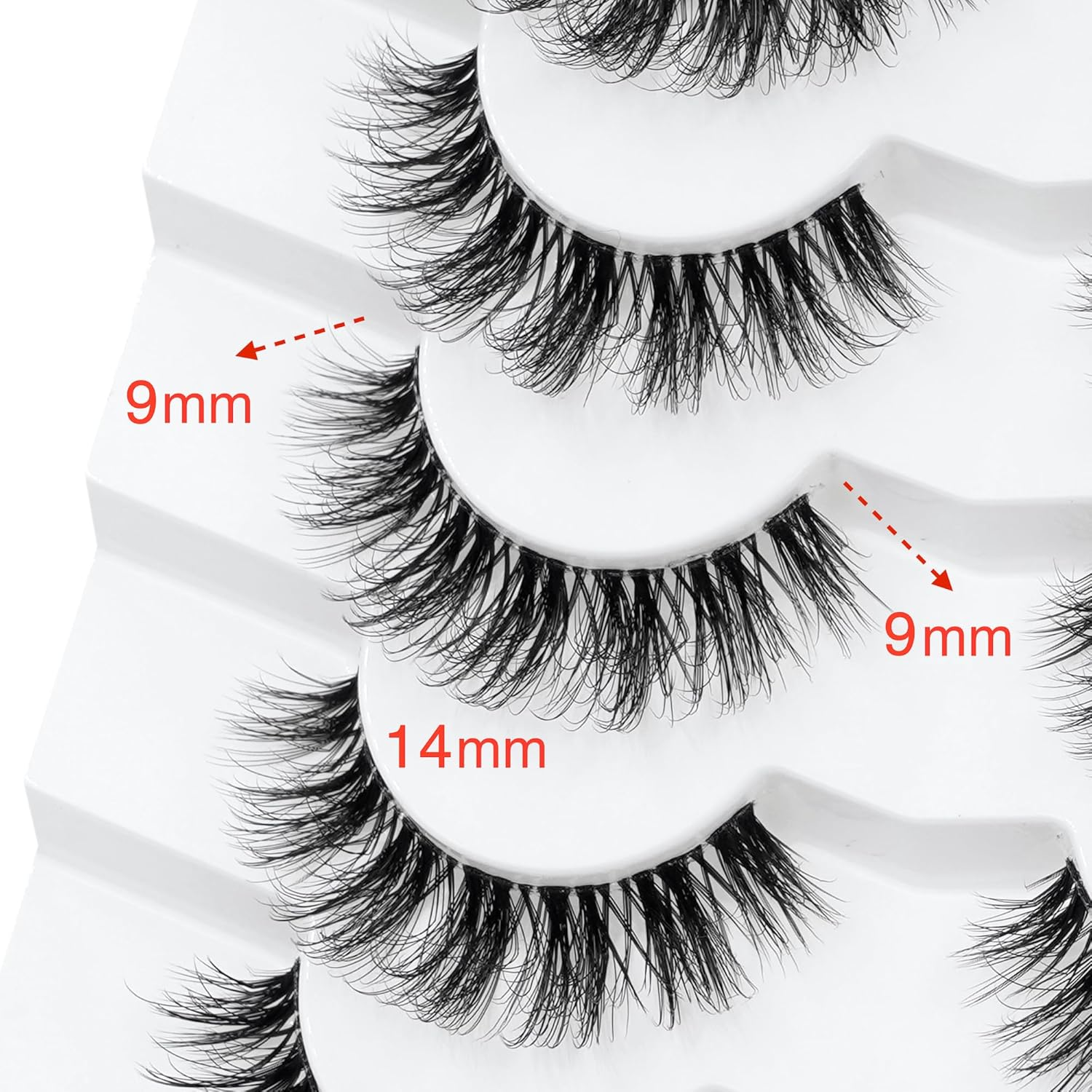5D Fluffy Mink Eyelashes 14Mm Natural Clear Band Lashes Soft Faux Mink Lashes Wispy Fake Eyelashes Short Cross Reusable False Eyelashes 7 Pairs-Happy Heartbeat(No.202) image number 3