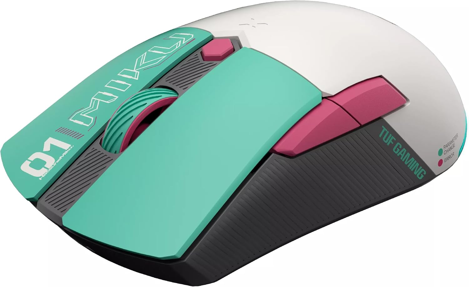 ASUS TUF Gaming Mini Wireless Mouse Hatsune Miku Edition, 65-Gram Wireless Gaming Mouse That Features Tri-Mode Connectivity, a 12,000Dpi Sensor, 100-Million-Click Lifespan Switches, PTFE Mouse Feet image number 1