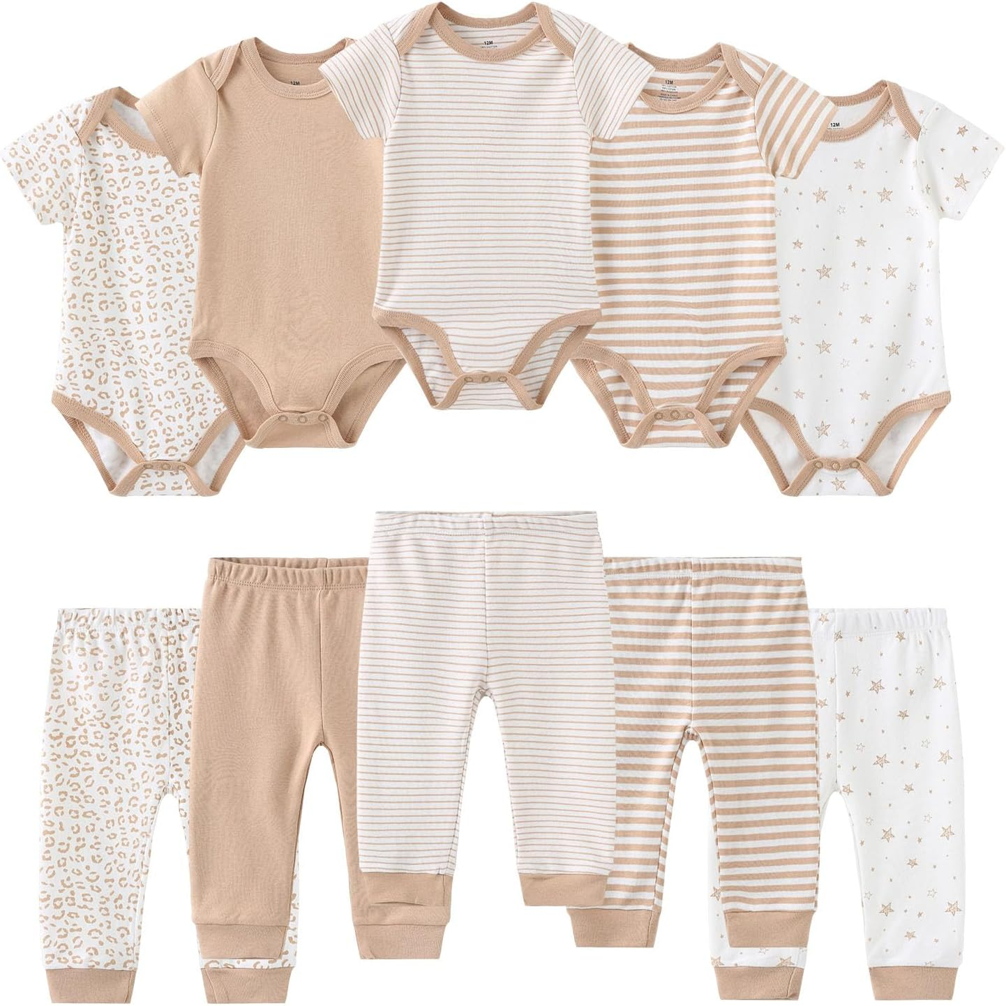 Ruliby Baby Boy Bodysuit and Pant Set Cotton Soft Newborn Clothes Outfits 0-3 Month image number 2