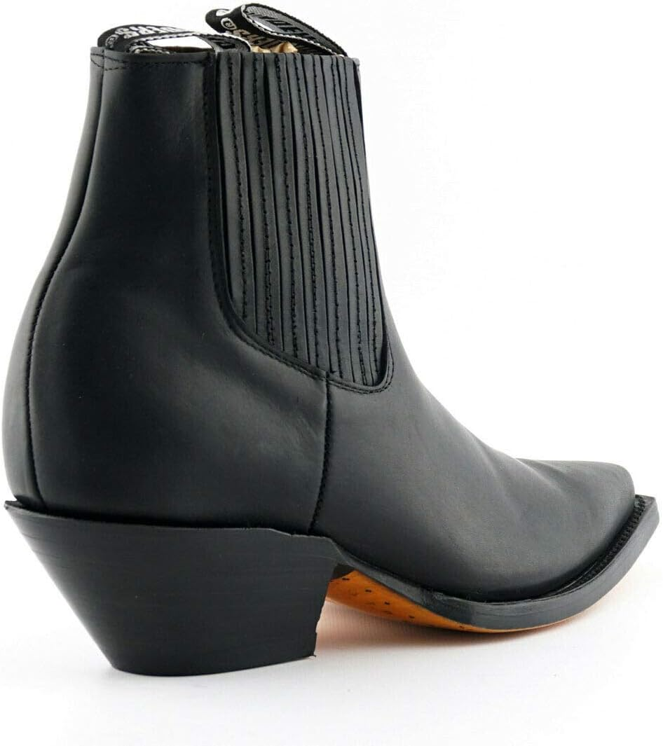 Grinders Unisex Mustang Black Leather Western Cowboy Dancing Ankle Boots 3 image number 3
