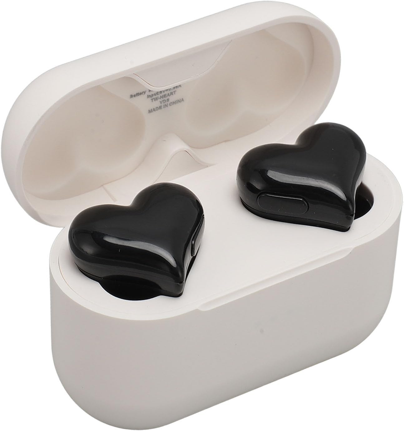 Ciciglow Heart-Shaped Wireless Earbuds, Stylish Wireless Headphones, Hifi Stereo Sound, Waterproof, Bluetooth 5.3 Earbuds with Charging Case for Girls and Women (Powdered)