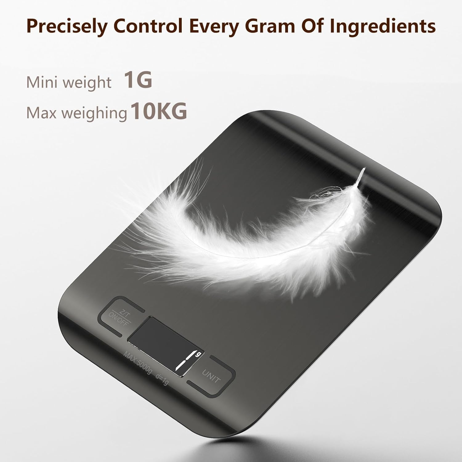 Geeric Food Scale, Digital Kitchen Scale 22Lb/10Kg Capacity, 6 Units with Tare Function Food Scale for Cooking, Baking,Meal Prep - White image number 2