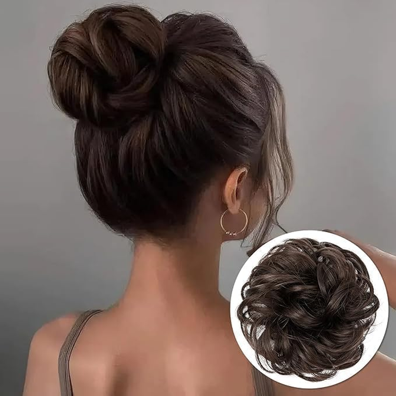 Elastic Wavy Curly Chignon Ponytail Hair,Buns Hair Piece,Messy Curly Bun Hair Pieces image number 5