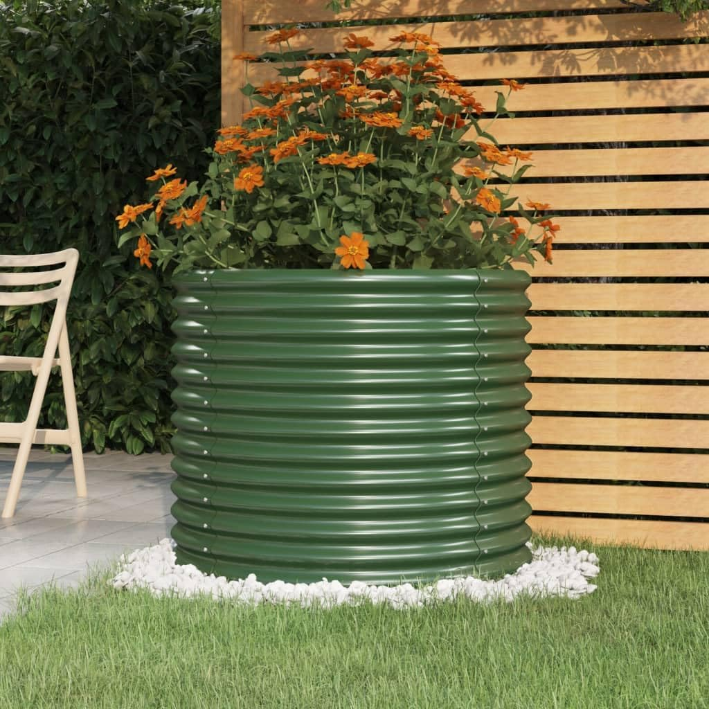 Round Shape Garden Planter Powder-Coated Steel 80X80X68 Cm Silver