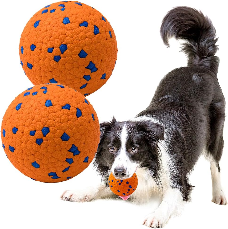 LIEVUIKEN Dog Balls Toys for Aggressive Chewers, Indestructible Bouncy Floating Balls for Dogs to Fetch, Durable Solid Rubber Ball for Training (2 PCS)