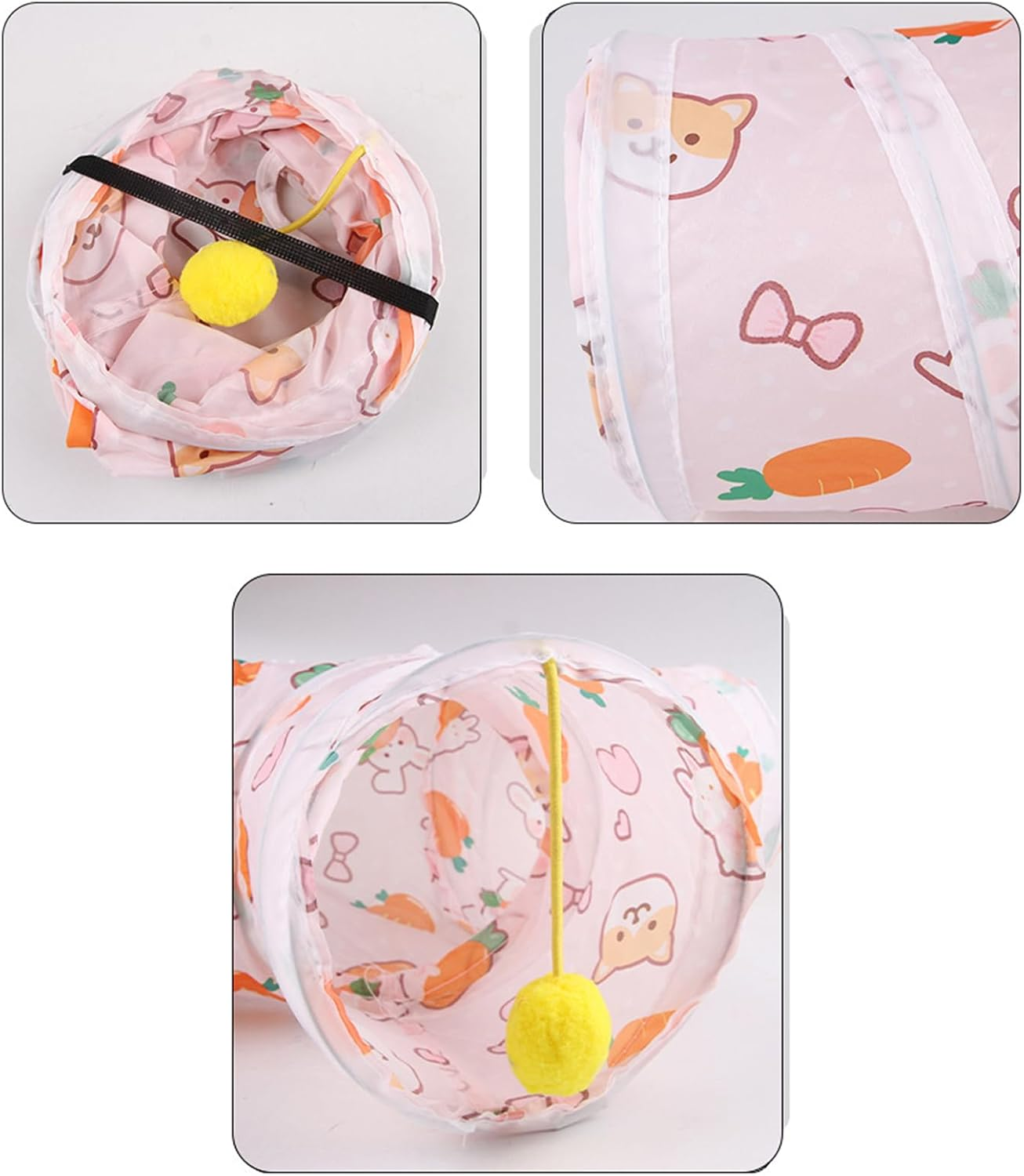 Bunny Tunnel Rabbit Tubes 1Way / 3 Way Cat Play Tunnel, Small Animal Activity Tube with Fun Toys for Hamster Rats Ferret Kitten Hedgehog Hiding and Resting - A image number 4