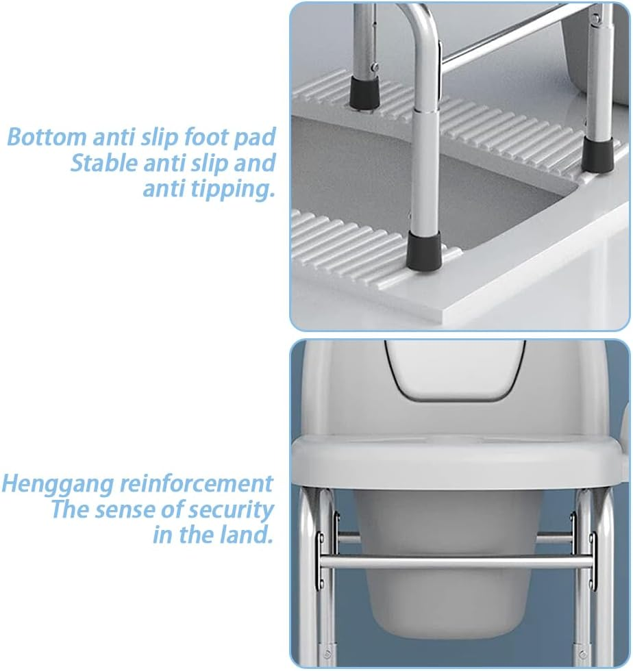 Bedside Commode,Portable Toilet,Adjustable Potty Chair,Commode Chair,Removable Bucket,For Elderly, Pregnant Women, Children, People with Reduced Mobility image number 4