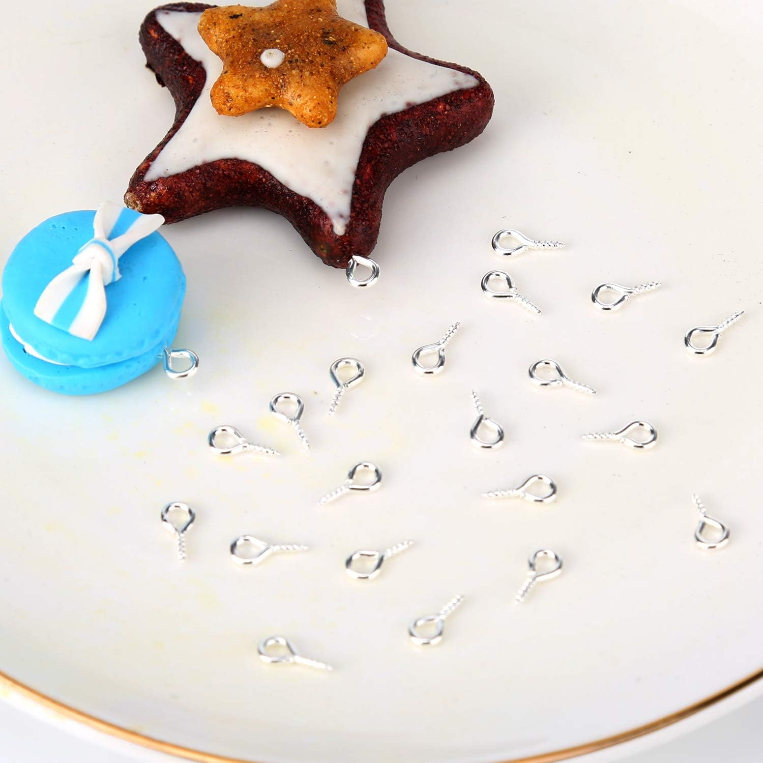 AIEX 300 Pcs Screw Eye Pins Hooks Eyelets Screw Threaded for Jewelry Making Findings DIY Crafts, Silver image number 6