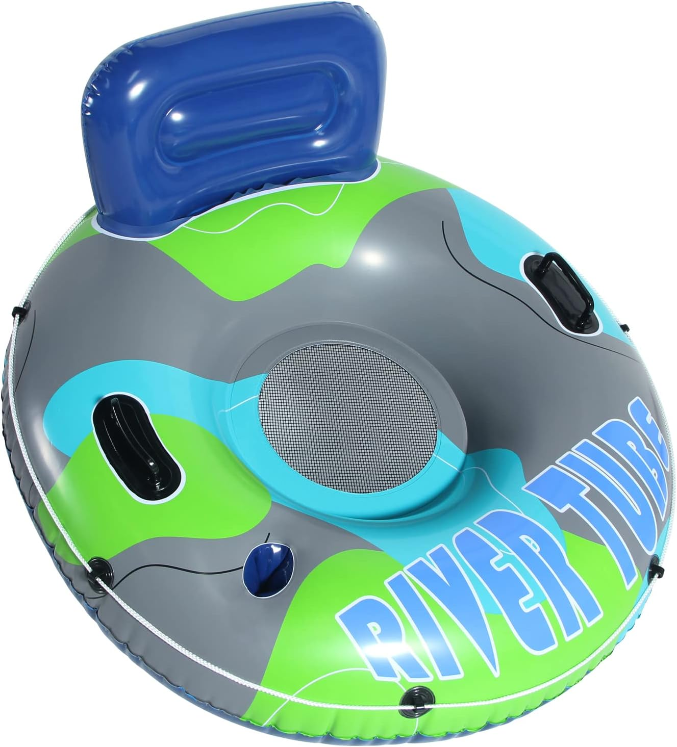 Finduwill Inflatable Pool Floats Chair - Large Pool Floaties River Tubes Water Chair Lounger for Adults with Mesh Bottom, Backrest, Cup Holder, Tubes for Floating River image number 6