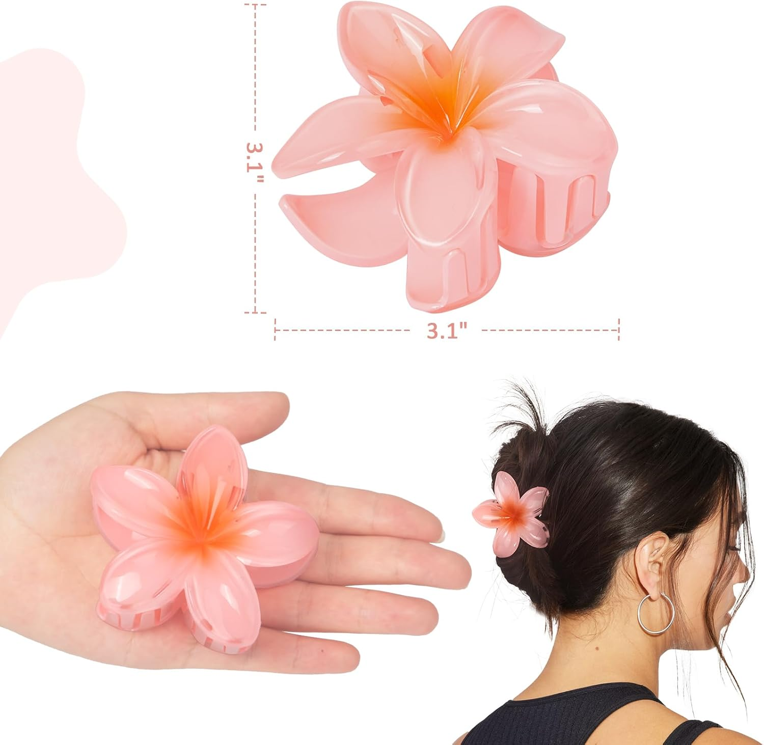 6 Pcs Flower Hair Claw Clips, Hawaiian Hair Clips for Women, Beach Cute Hair Accessories