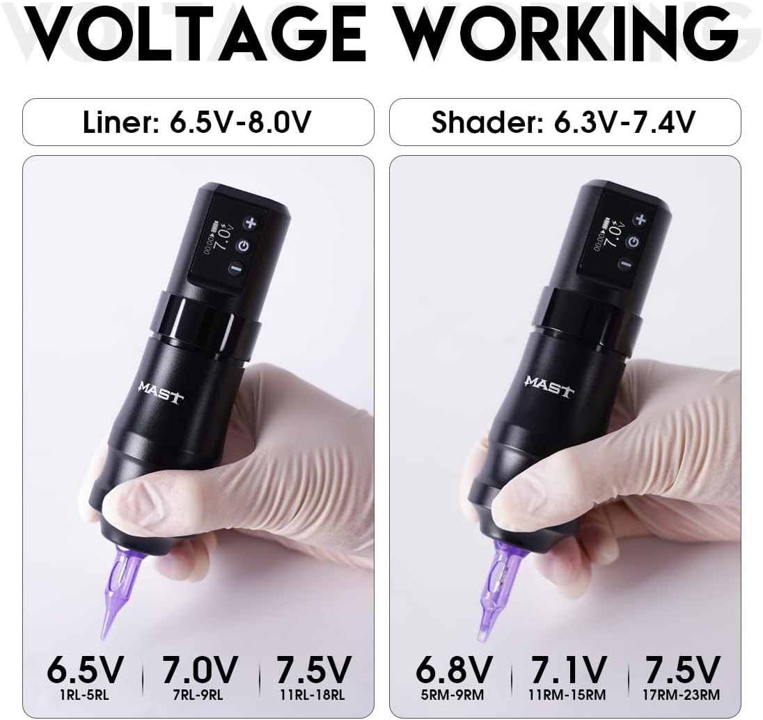 Mast Mini Wireless Pro Tattoo Gun Pen Machine 3.6Mm Stroke Length Mcore Coreless Power Motor Fast Charge Battery Supply (Golden) image number 3