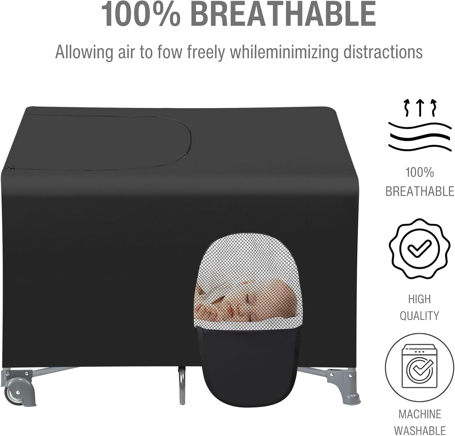 Pandaear Blackout Cover for Pack N Play, Breathable Crib Canopy Cover Tent for Pack and Play, Portable Stretchy Baby Netting for Indoor & Outdoor image number 4