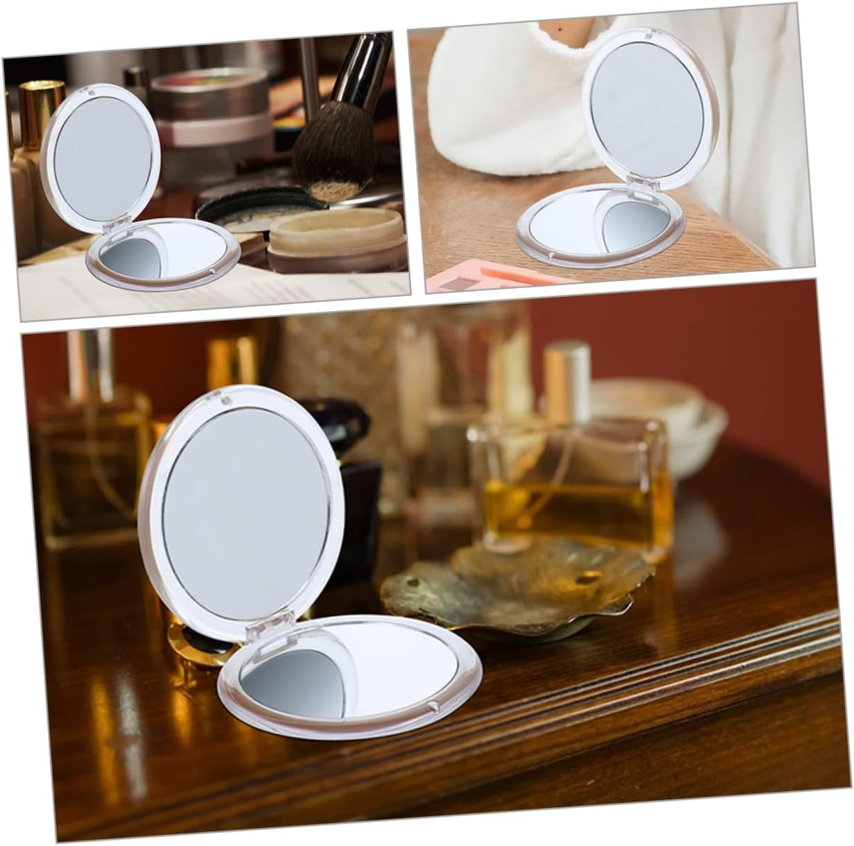 Minkissy Folding Compact Mirror Travel-Sized Makeup Magnifying Mirror 7X Magnification for Women Makeup Touch-Ups image number 5