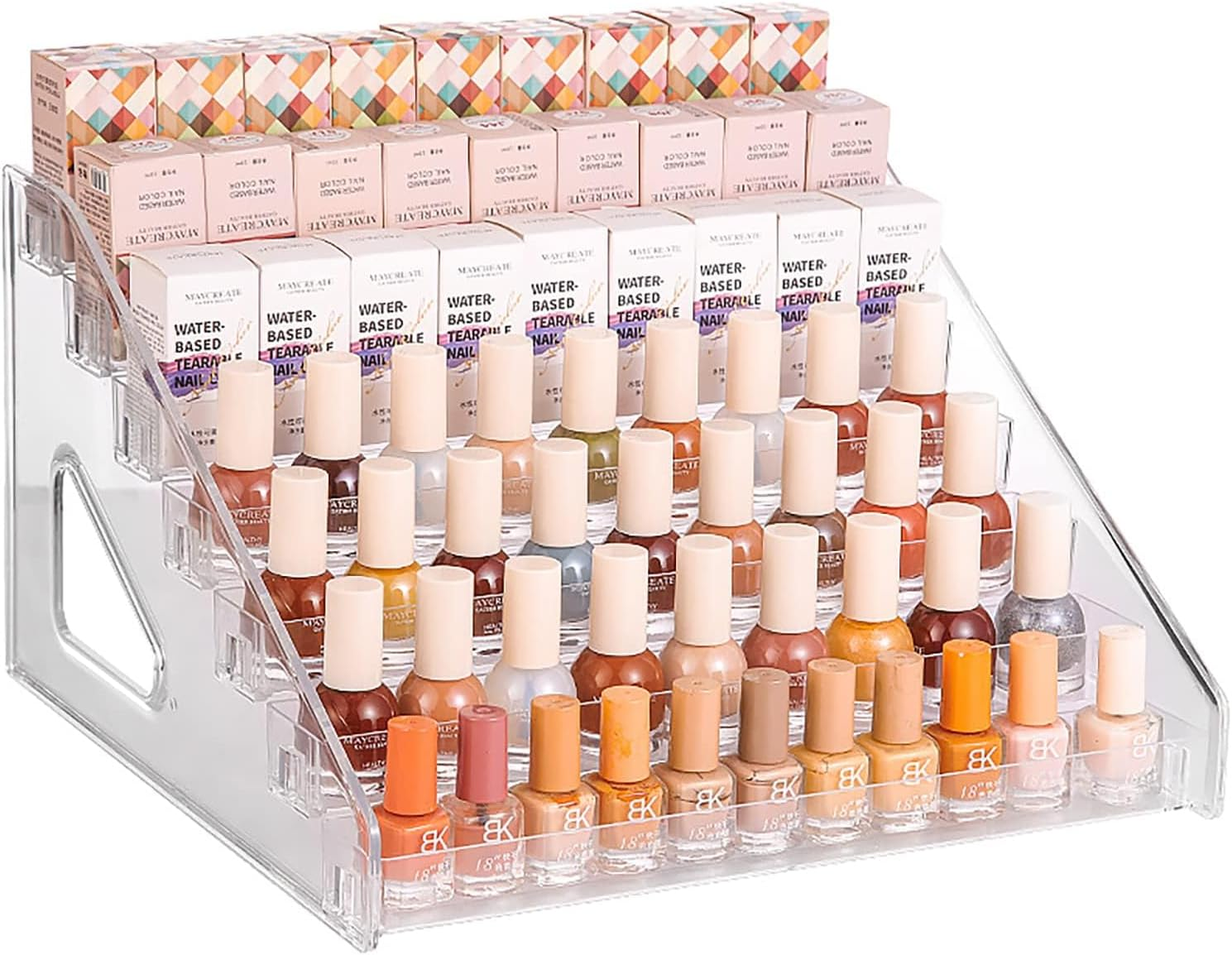 Nail Polish Organizer, 7 Tier Nail Polish Holder Stand, Acrylic Sunglass Organizer, Makeup Organizer, Essential Oils Storage Shelf No Tool Needed, Holds up to 56-112 Bottles (Fit 1-2Oz Bottles)