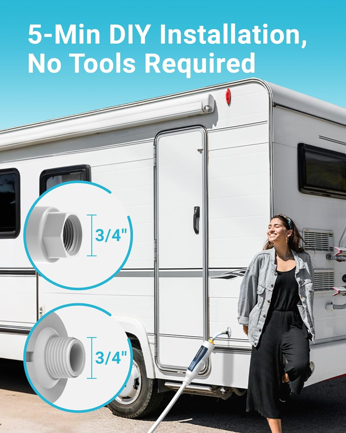 AQUA CREST RV Inline Hose Water Filter, Garden and Camper Water Filter, NSF Certified, Greatly Reduces Chlorine, Bad Taste, Odor, 4 Pack New Label Design image number 4