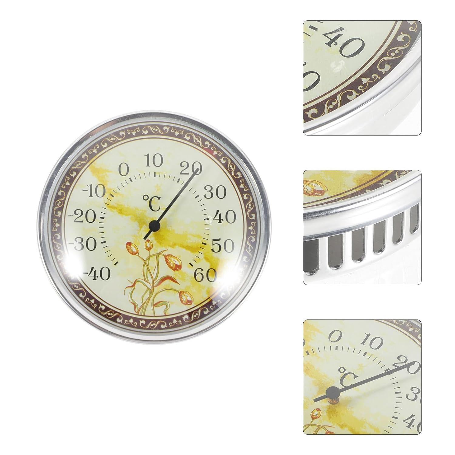 VICASKY High Precision Indoor Wall Thermometer with Tulip Pattern Accurate Temperature Gauge for Nursery Sauna and Home Use Read Hanging Design Temperature Monitor image number 6