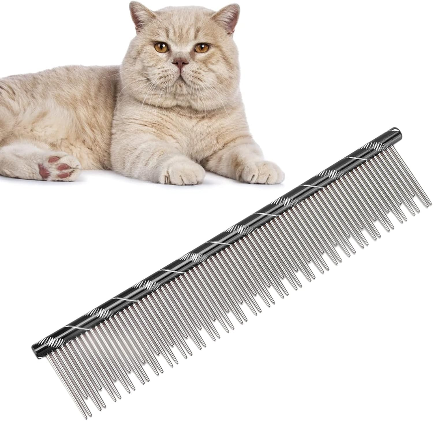Pet Hair Removal Comb, Rugged Durable Reusable Comfortable Open Knot Comb with Stainless Steel Teeth, Metal Dog Comb Professional Dog Grooming Tools for Cats Dogs (Blue)