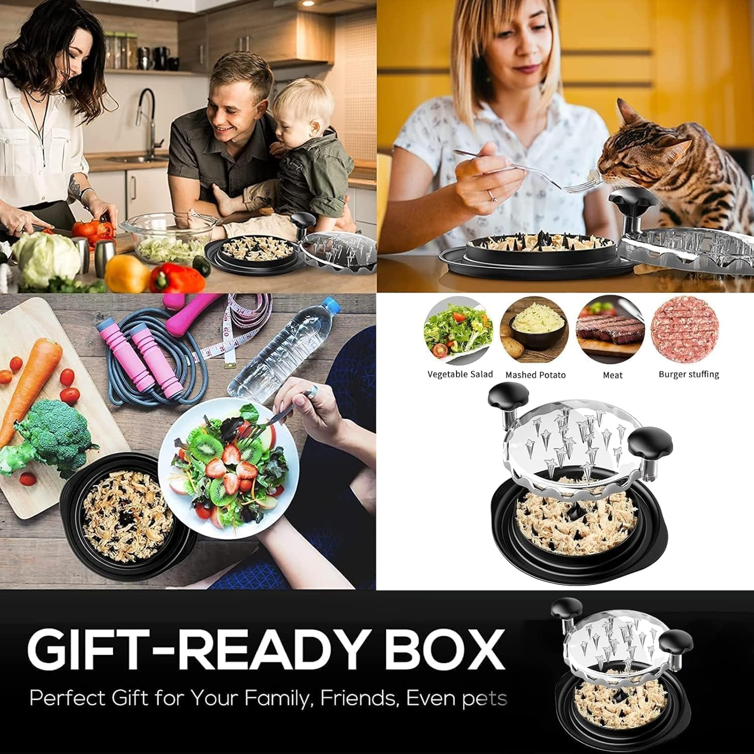 Chickenshredder, Visible Chicken Breast Shredder Tool Twist, Large Meat Shredder Machine - Ergonomic Handle, Dishwasher Safe, Anti-Slip, Cleaning Brush, Heat Resistant image number 4