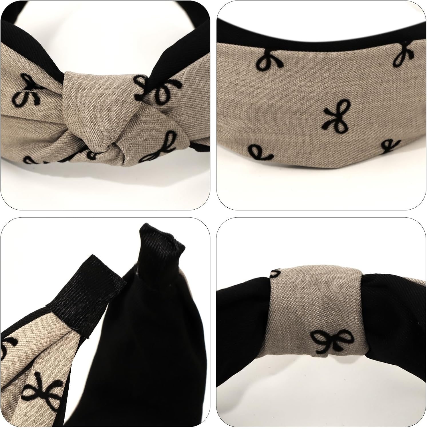 Bumlofa 4 Pieces Bows Print Knot Headbands Women'S Set, Retro Motif Design for Headbands, Girls, Headband Wide with Everyday Use image number 1