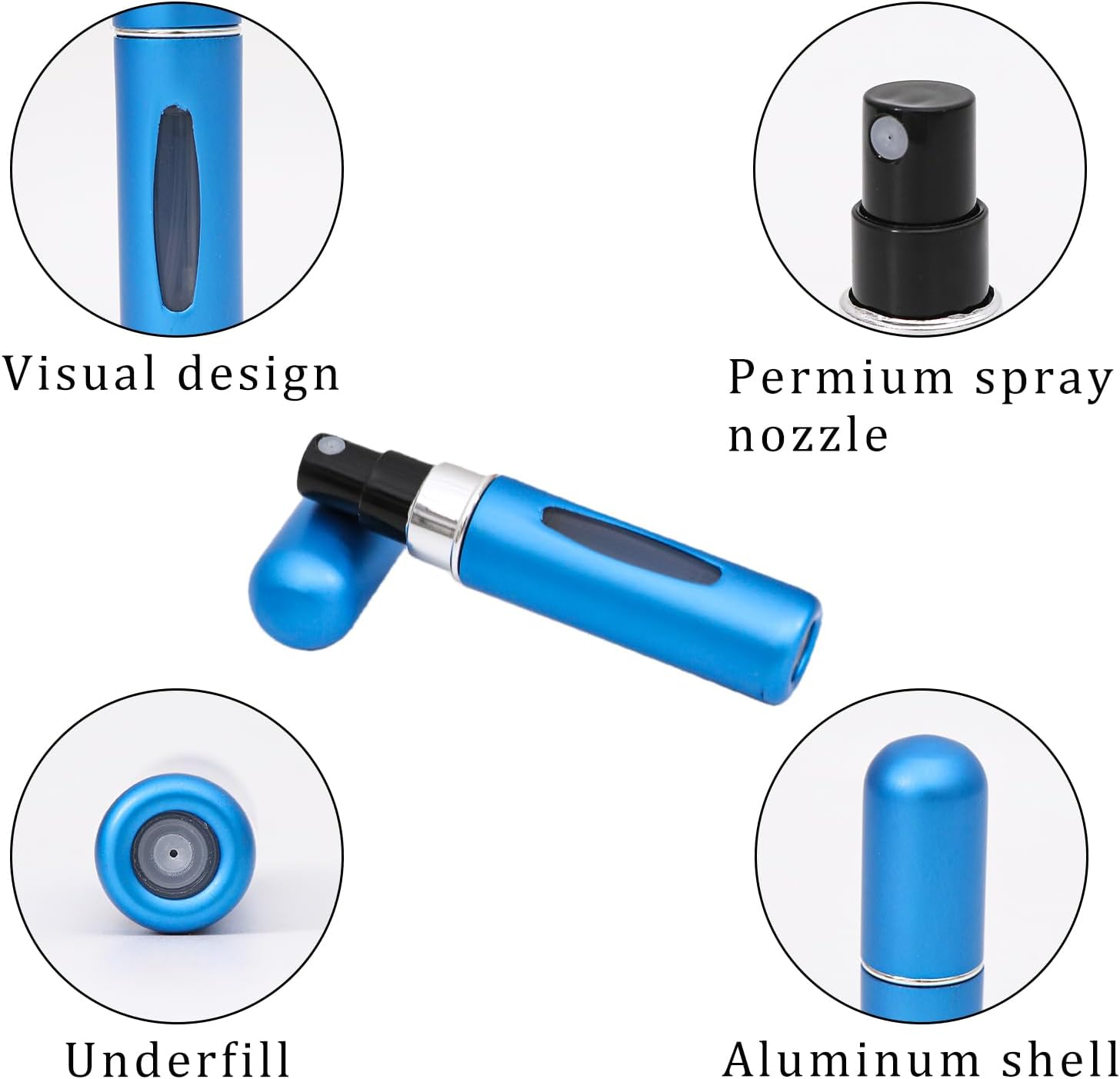 Ezranova 5 Pcs 5Ml Perfume Atomiser,Refillable Fine Mist Spray Bottles,Portable Mini Spray Travel Bottle,Spray Bottles,For Purse Handbag Pocket - Holiday Essentials (Five Colors) image number 4