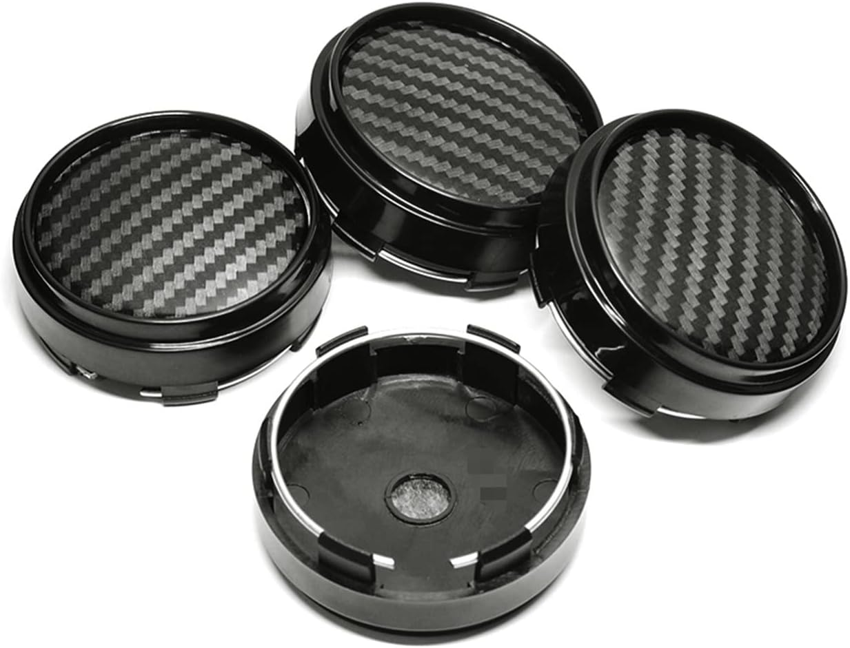 Thua Store 4Pcs/Lot 66Mm(62Mm Pin) Black 3D Carbon Fiber Car Wheel Center Caps Tyre Rim Hub Cap Cover Car Hub Caps image number 2