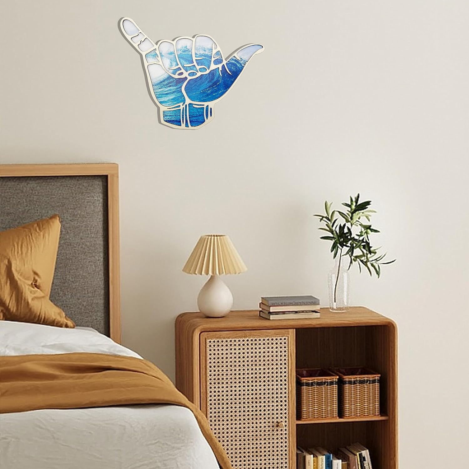 Shaka Wooden Wall Sign - Hang Loose Sign for Hawaii, Aloha, Surfer, Hand Shape Finger Nursery Room Decor - Surf Wall Decor for Home, Living Room, Kitchen, Bathroom, Bedroom Decoration image number 2