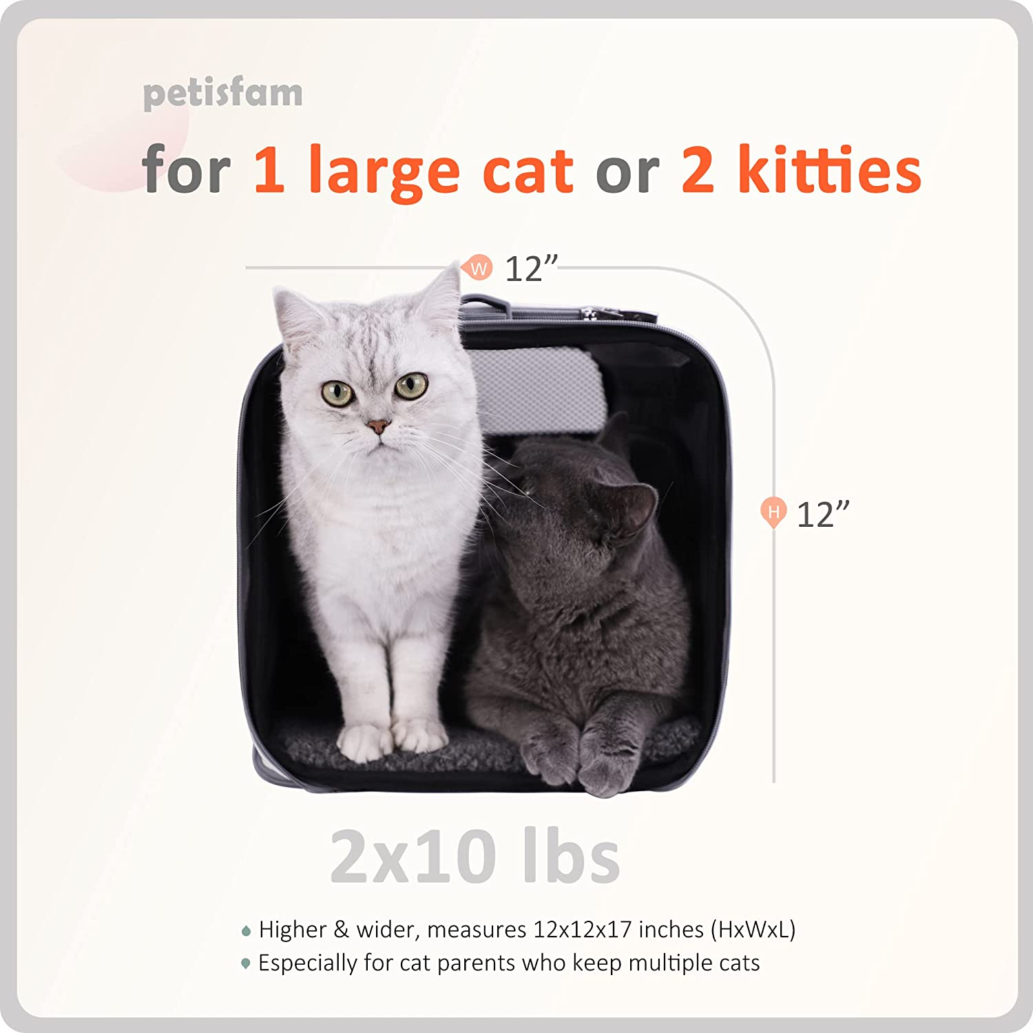 Petisfam Soft Large Cat Carrier with Privacy Zipped Flaps for Sensitive and Nervous Cats - Nervouscats image number 2