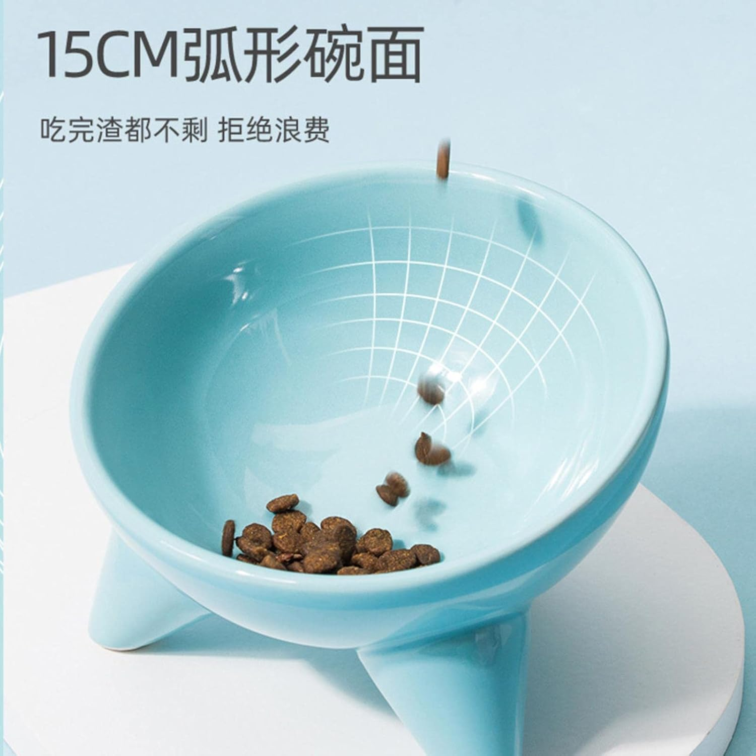 Pet Ceramic High Bowl Slanting Mouth Cat Bowl anti Black Chin Cat Food Bowl Cat Drinking Bowl anti Spill Dog Bowl Supplies-Mint Green image number 3