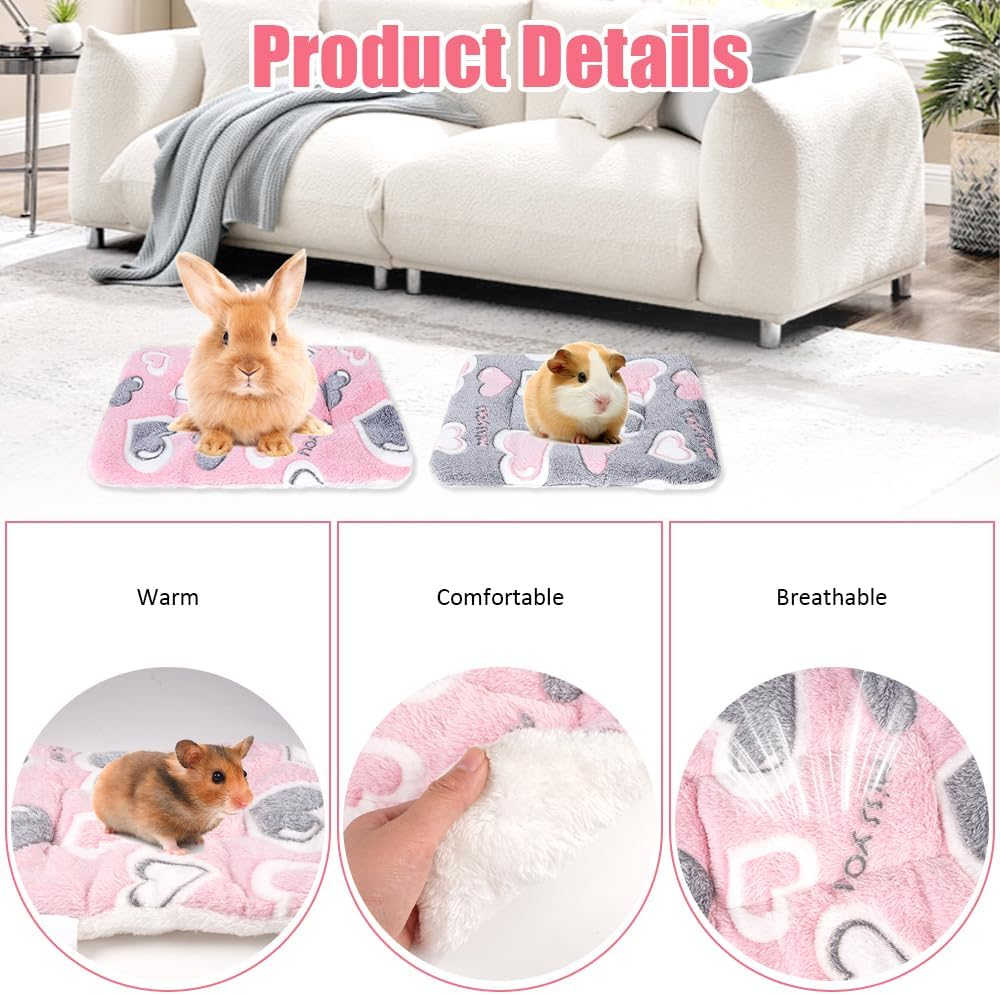 Pack of 2 Plush Bed for Small Animals, 32 X 25 Cm, Small Animal Plush Bed, Rodent Rug, Rabbit, Guinea Pig Accessories, Fluffy Bed Mat for Rabbits, Chinchilla, Squirrel, Guinea Pig image number 4