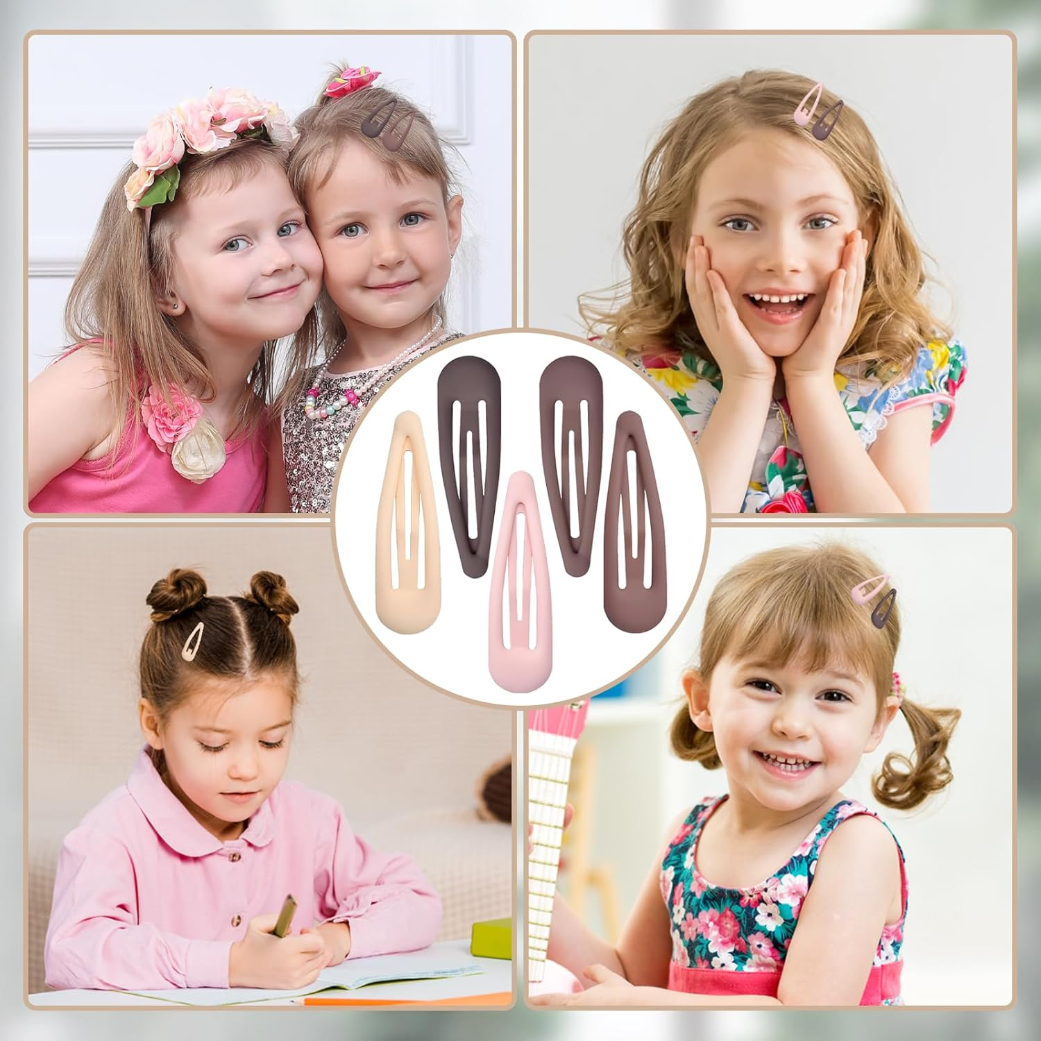 Jotia 30Pcs 5Cm Snap Hair Clips, Water Drop Non Slip Hair Barrettes Strong Hold Matte Hair Clips Metal Snap Clips for Women Girls (5 Colors) image number 5