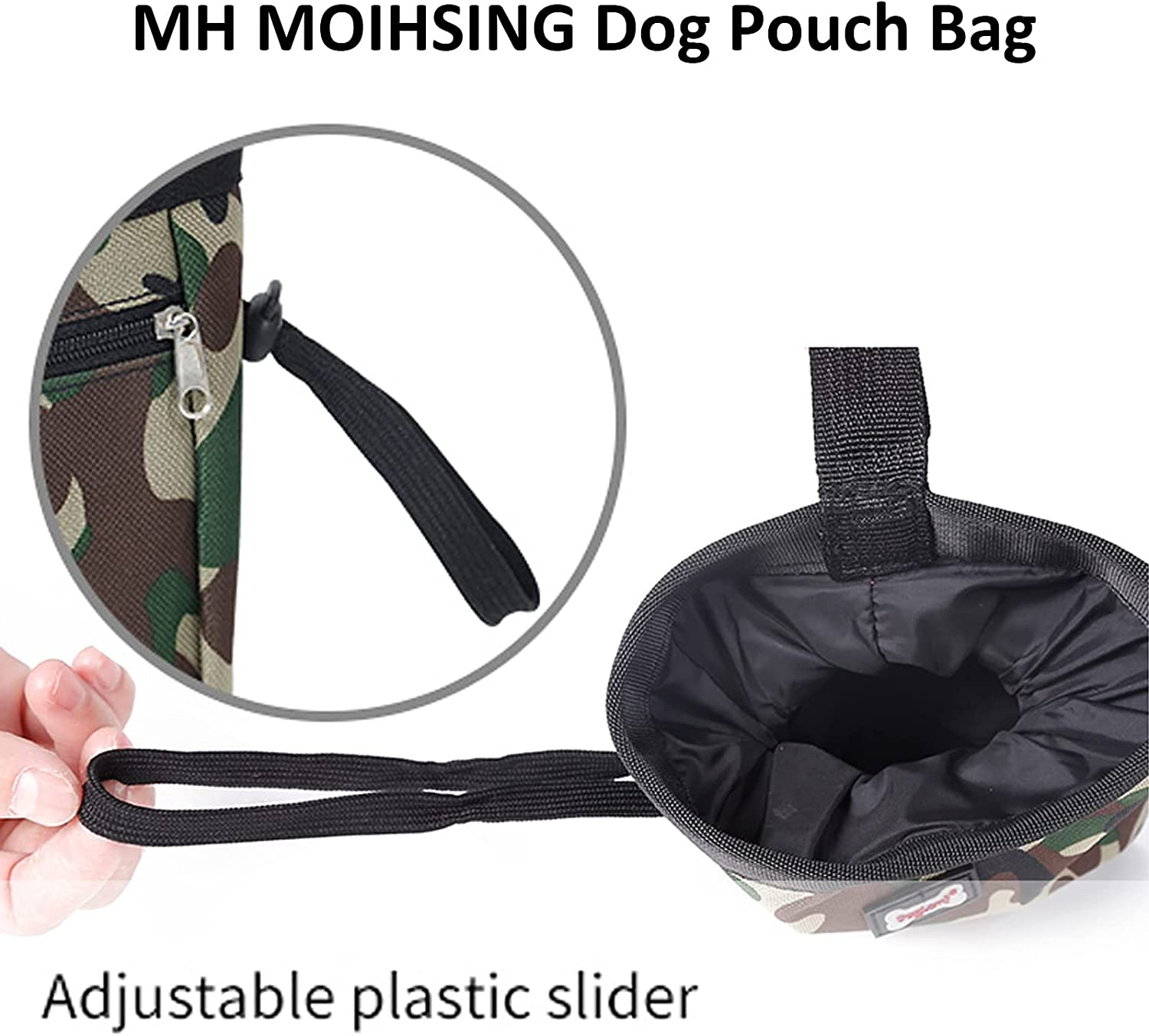 Dog Treat Pouch Bag for Training Walking Outing, MH MOIHSING Puppy Pouch Oxford Cloth Pet Snack Bag with Built-In Poop Bag Dispenser Hands Free Training Waist Bag Carries Pet Toys Treats Kibble,Green image number 4