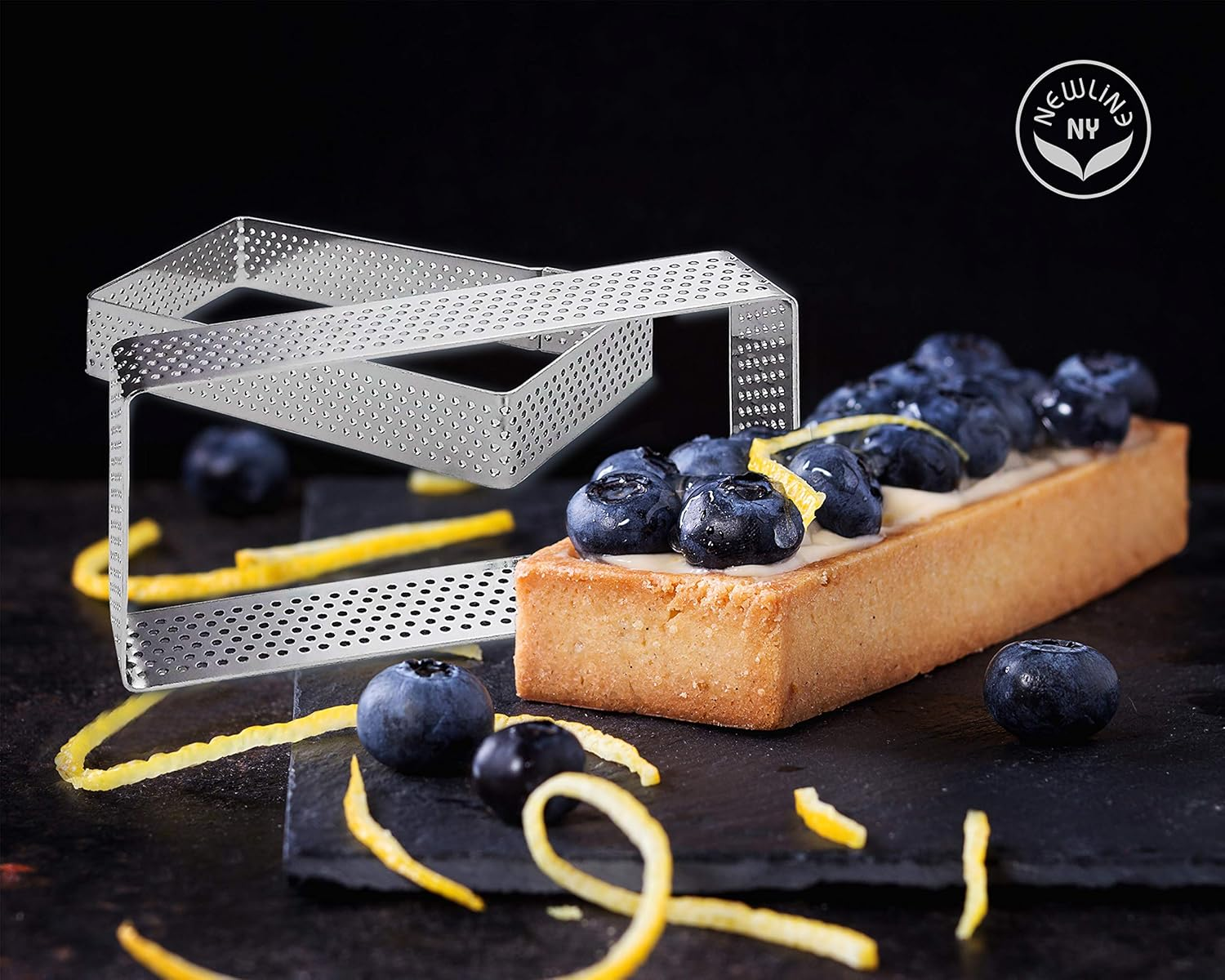 Product Image Newlineny Stainless Steel 6 Pcs Perforated Oval, Rectangular, Square Tart Rings Molding Plating: 2 of Each (5" X 1.5") + (4" X 1.5") + (2.8" Square) X (0.8" H) Sizes image number 6