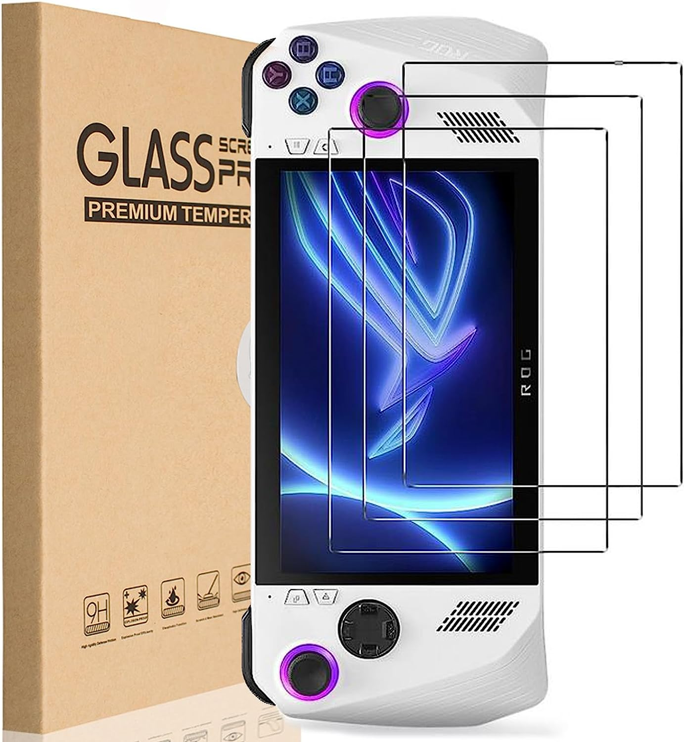 [3-Pack] Screen Protector Glass for ASUS ROG Ally Handheld 7 Inch 2023/ROG Ally X (2024), Premium 9H Tempered Glass Screen Protector for ROG Ally 7 Inch image number 2