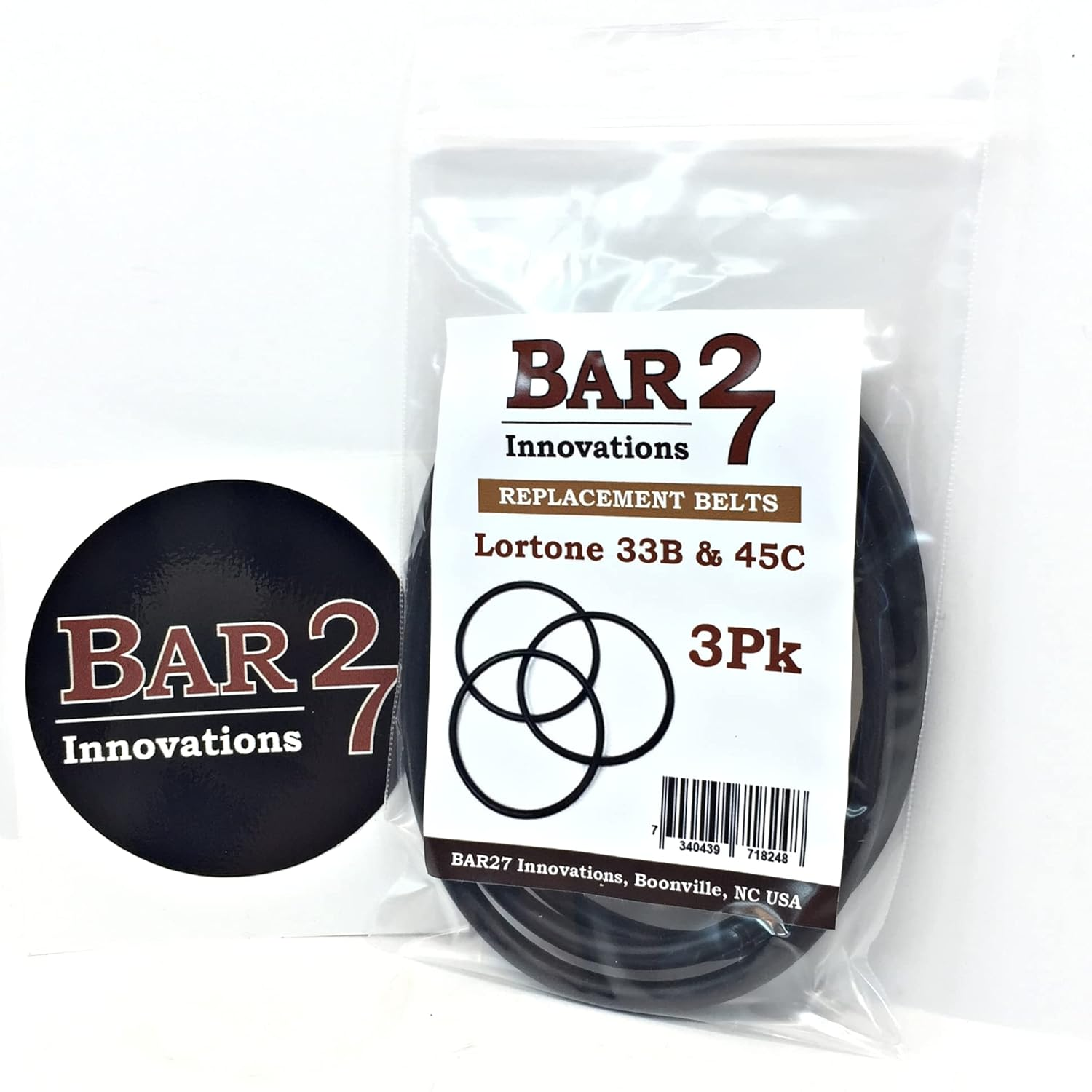 Bar27 Rock Tumbler Replacement Drive Belts 3 Pack Compatible with LORTONE 33B and 45C