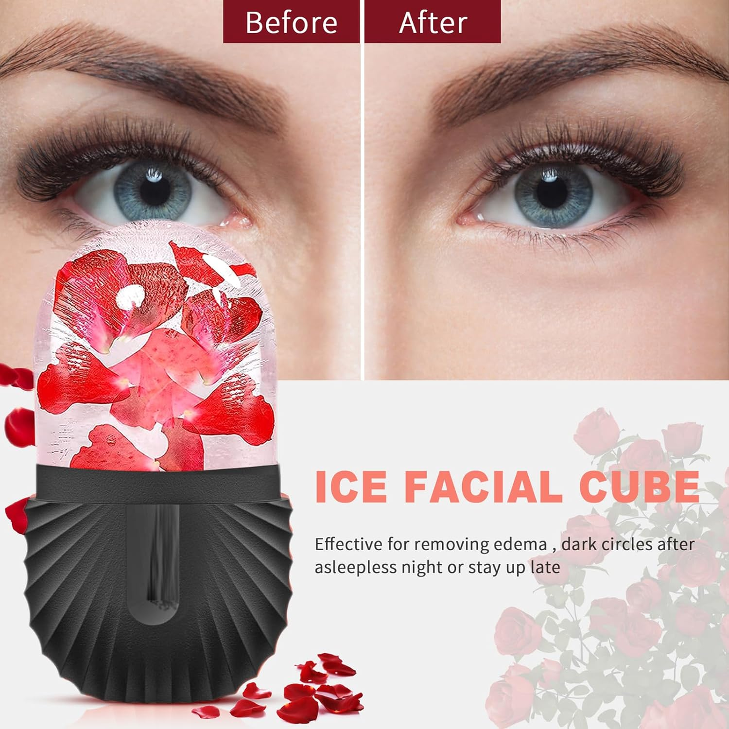 Joyeee Ice Roller, Facial Ice Roller, Eye Massage Facial Beauty Skin Care for Pore Tightening, Anti-Wrinkles, Reduces Swelling, Improves Skin Elasticity, Black image number 1