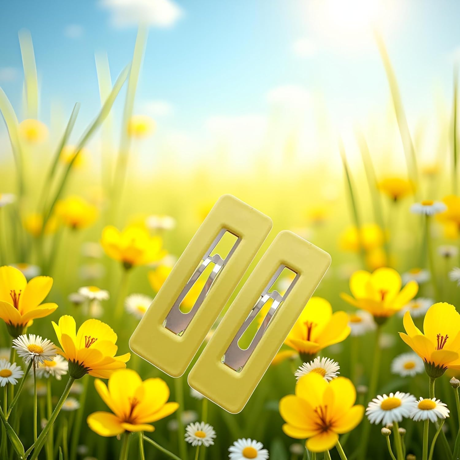 2Pcs Yellow Fashion Styling Hair Clips for Women and Girlswoman Matte Candy Color Square Buckle Bangs Hairpin Hair Clip Barrette Hair Clips