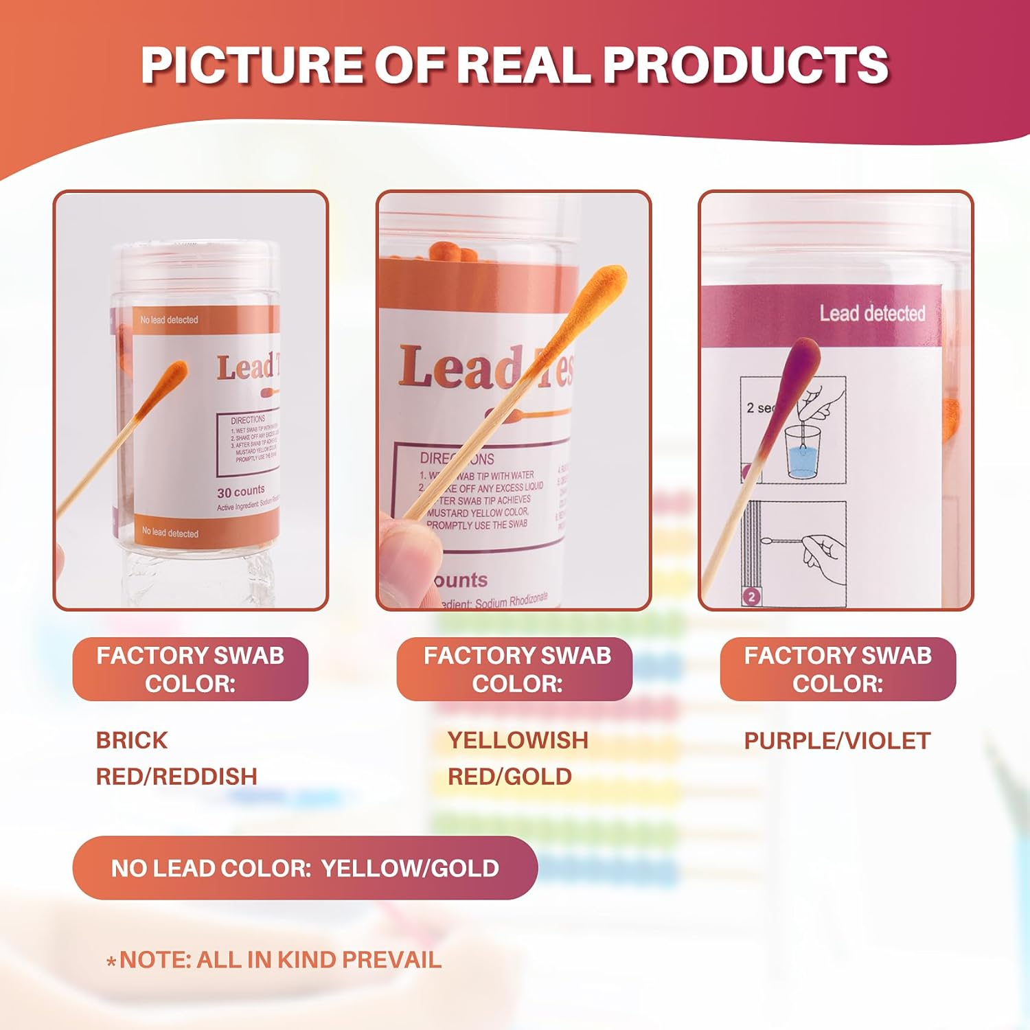 Lead Testing Swab, 10 Pcs Home Use Lead Test Kit, Lead Check Swab for All Painted Surfaces, Dishes, Metal, Wood, Toys, Test Results in 30 Seconds, Bag Packaging image number 5