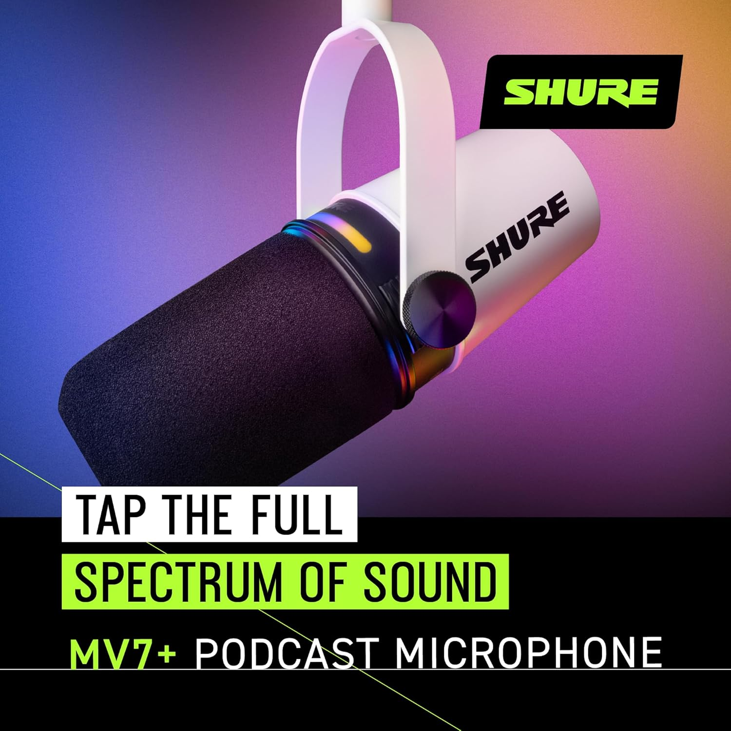Shure Motiv MV7+ Podcast Dual-Output Cardioid Dynamic Microphone with XLR/USB, White image number 3