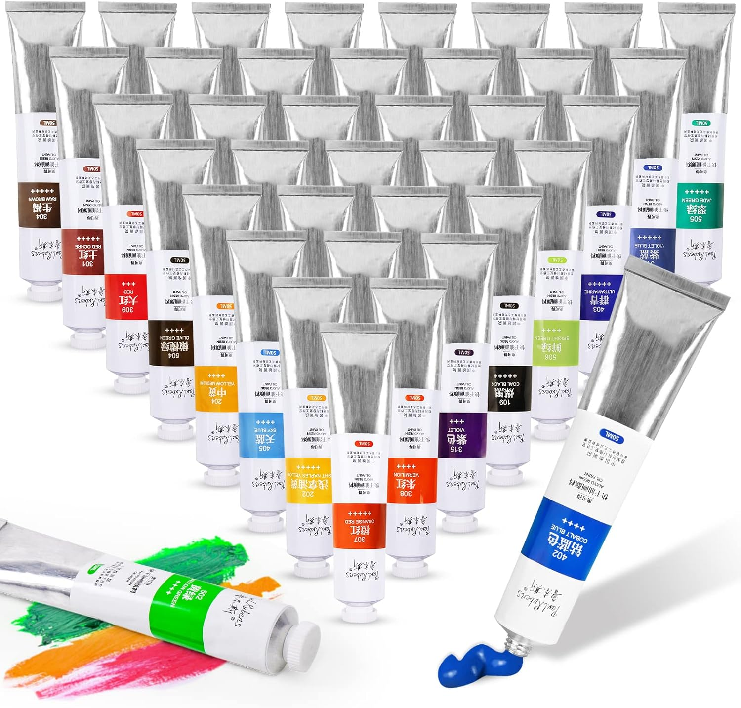 Paul Rubens Oil Paint, 20 Bright Oil Colors with High Saturation, 50Ml Large Capacity Tubes, Faster Drying Time with Creamy Texture and Consistency for Artists, Students, Beginners