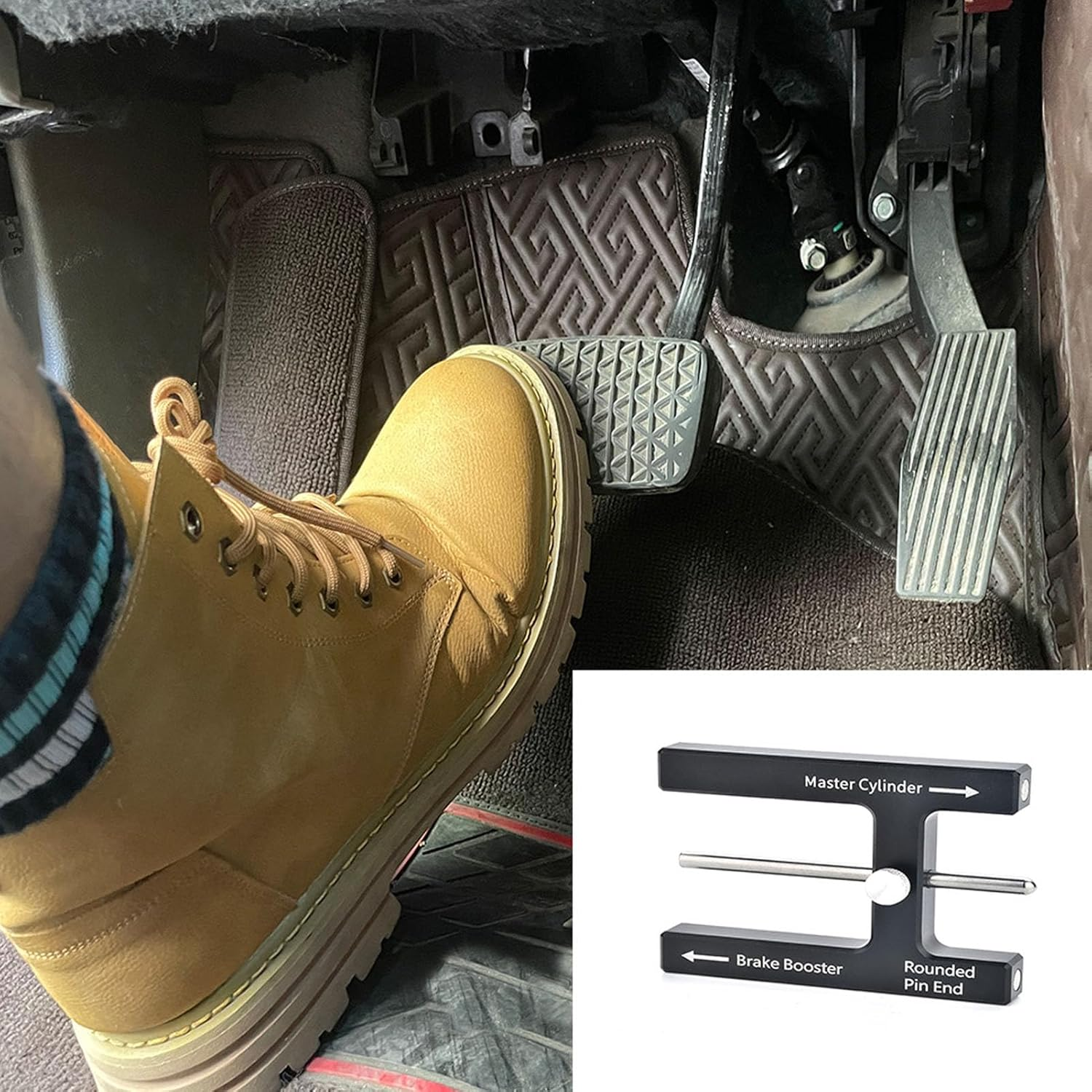 Jiawu Brake Booster Adjustment Tool, Brake Adjustment Tool with Pin, Metal Master Cylinder Push Rod Length for Adjustable Braking Distance image number 2