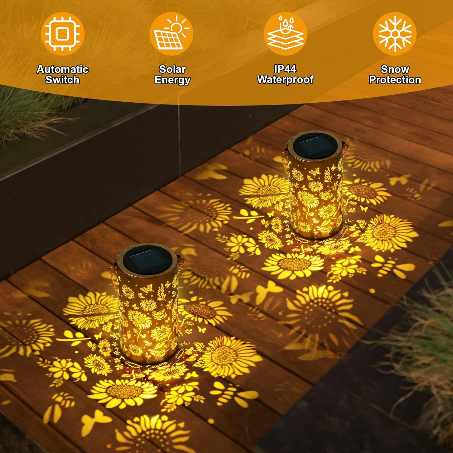 Ninonly Solar Sunflower Lanterns Outdoor, Solar Hanging Lights Waterproof Garden Decor, Solar Powered Light for Yard Patio Pathway Landscape, Gifts for Mom, Grandma, Women, Mother'S Day Christmas image number 1