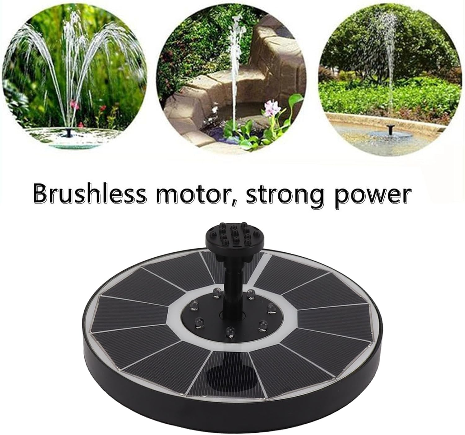 Solar Fountain with 8 Nozzles, Solar Bird Bath Fountain Pump, Powerful Bird Bath Fountains, Solar Water Fountain Pump for Garden, Pond, Pool, 3.5W Solar Fountain with 8 Nozzles image number 4