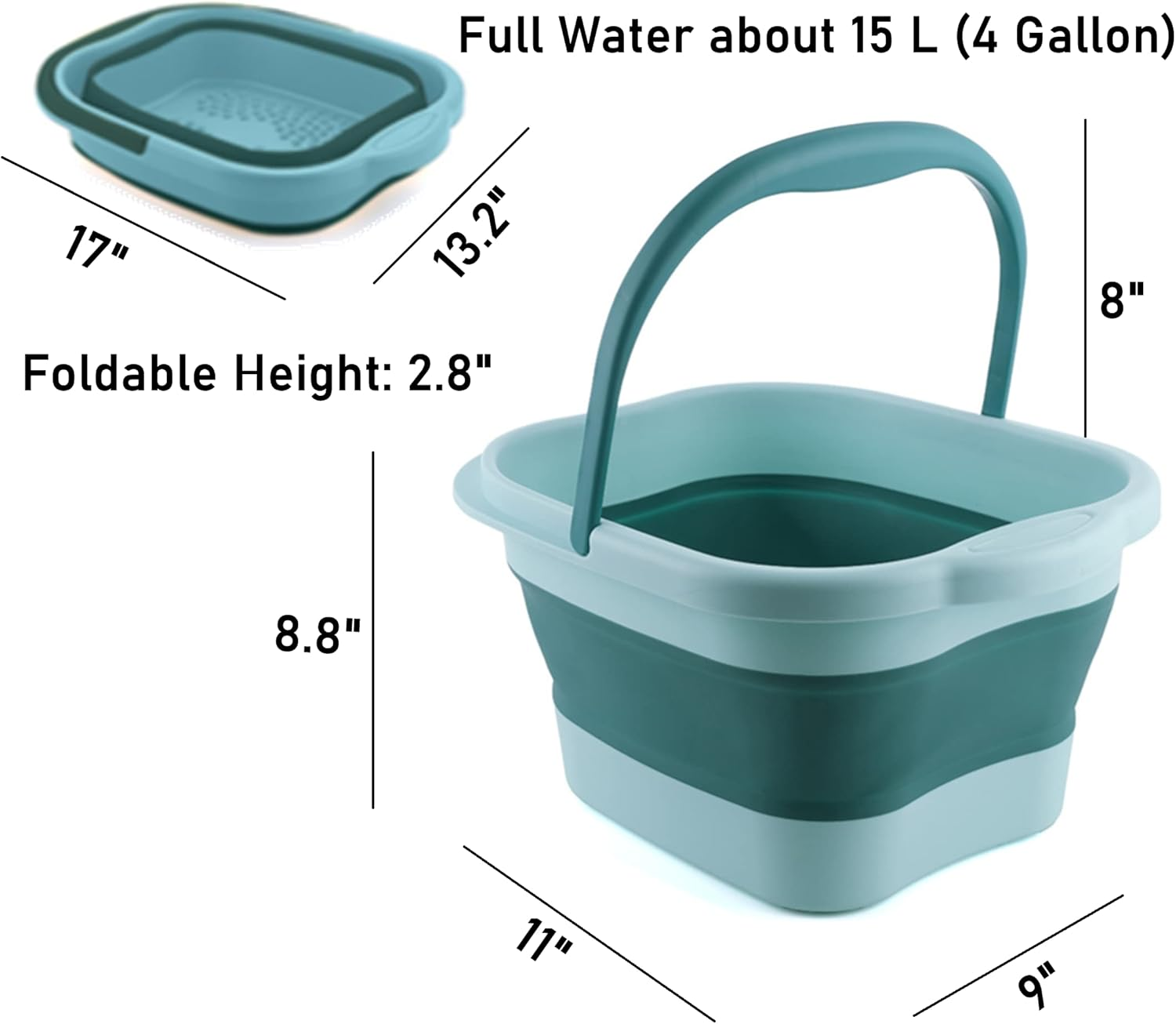 Collapsible Foot Bath Soak Tub with Handle, Portable Feet Spa Soaking Basin Bucket with Massage Acupoint for Washing Soaking Feet image number 2
