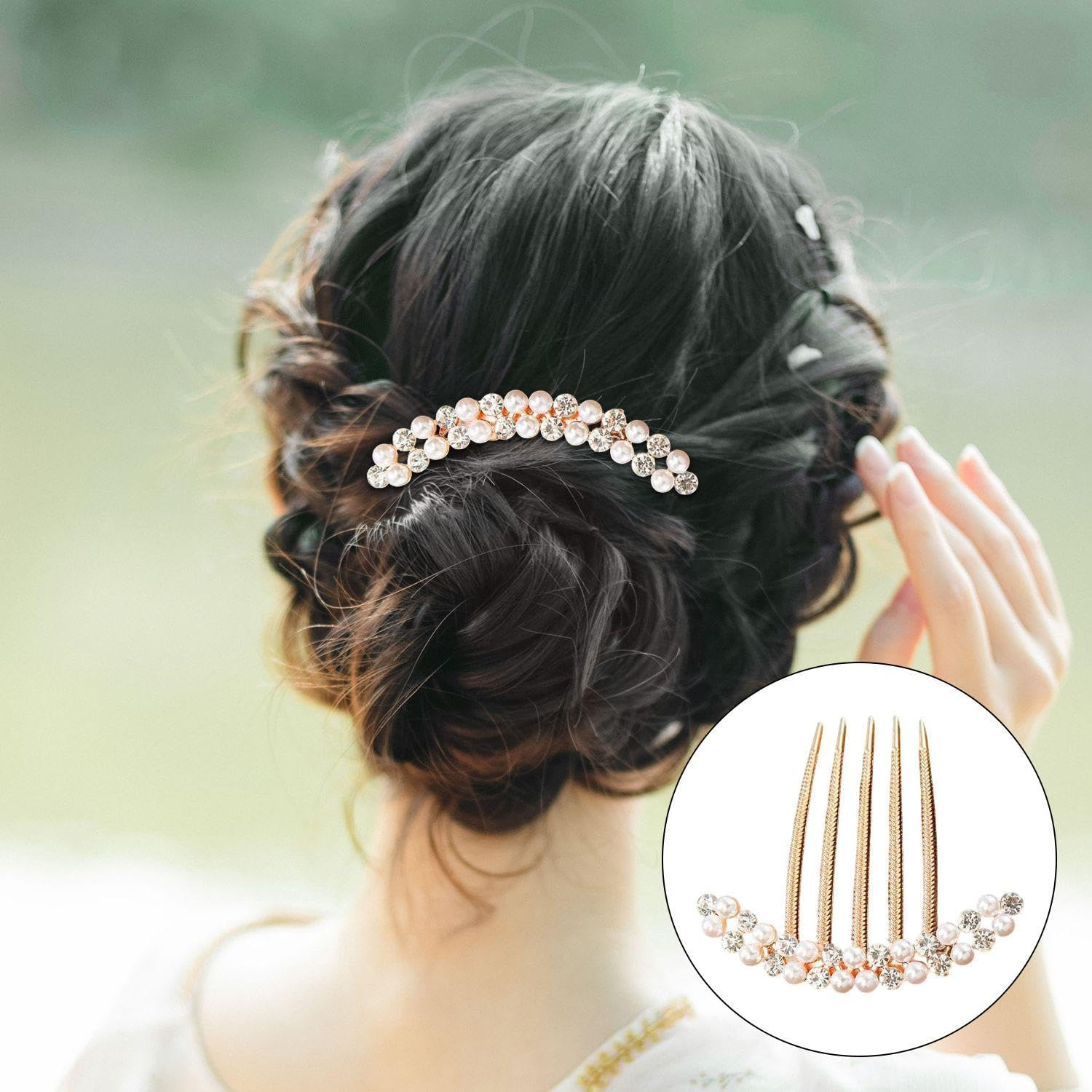4 Pieces Pearl Rhinestone Hair Fork, Elee Hair Accessories, Hairstyle Decorations, Accessories for Women, Simple and Versatile Hair Accessories. image number 4
