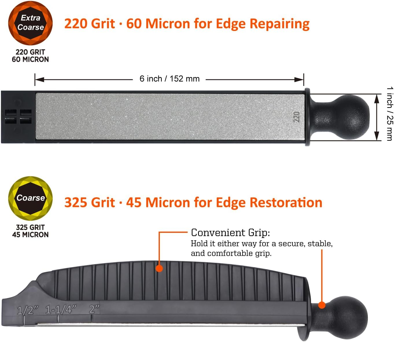 SHARPAL 2-Piece Diamond Plates Replacement for 202H Extra Coarse 220 & Coarse 325 Grit 1" X 6" / 25 X 152 Mm image number 4