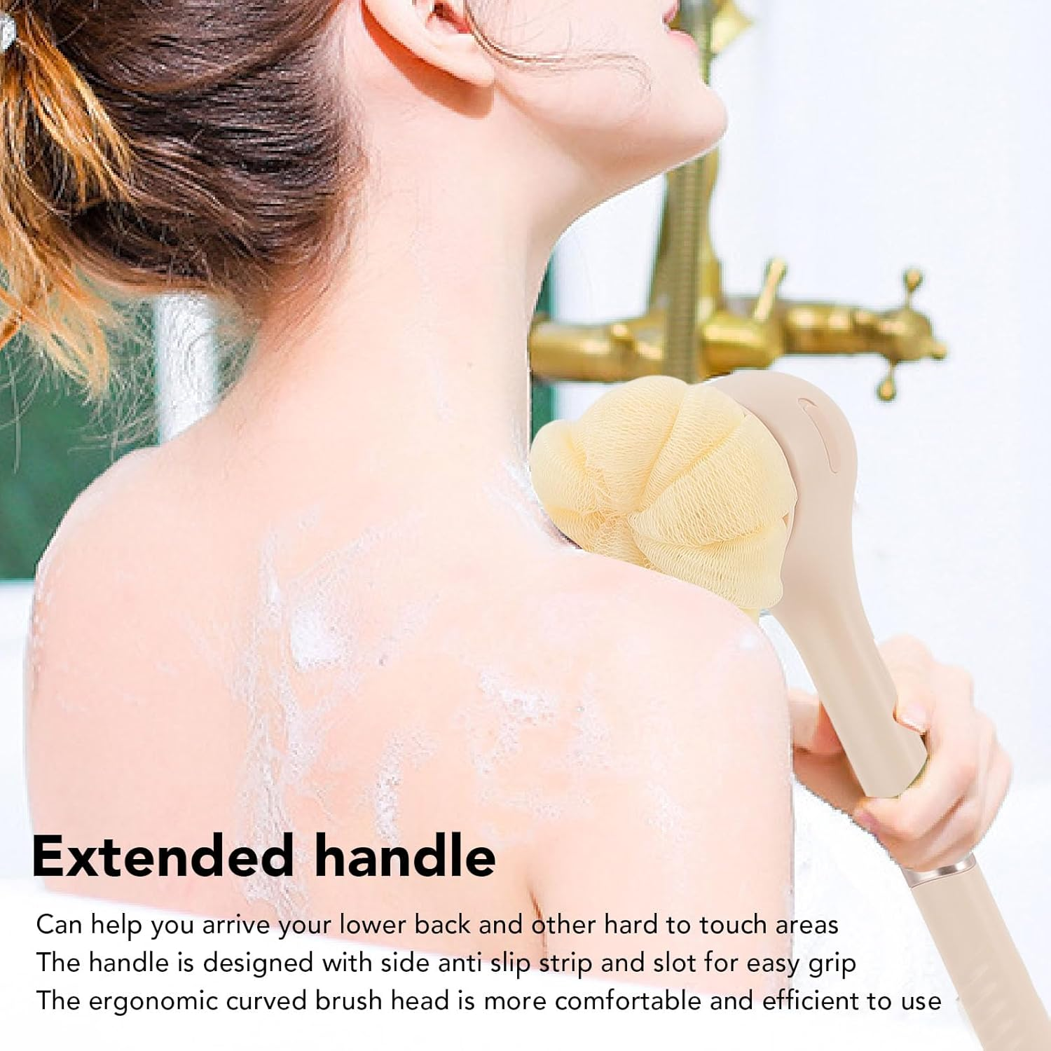 Pyhodi Electric Body Brush, 6 Brush Heads 3 Speeds Detachable Handle IPX6 Rechargeable Shower Back Scrubber for Sensitive, Normal, and Oily Skin Types with 360&deg; Rotation and 60 Minutes (Yellow) - Yellow image number 5